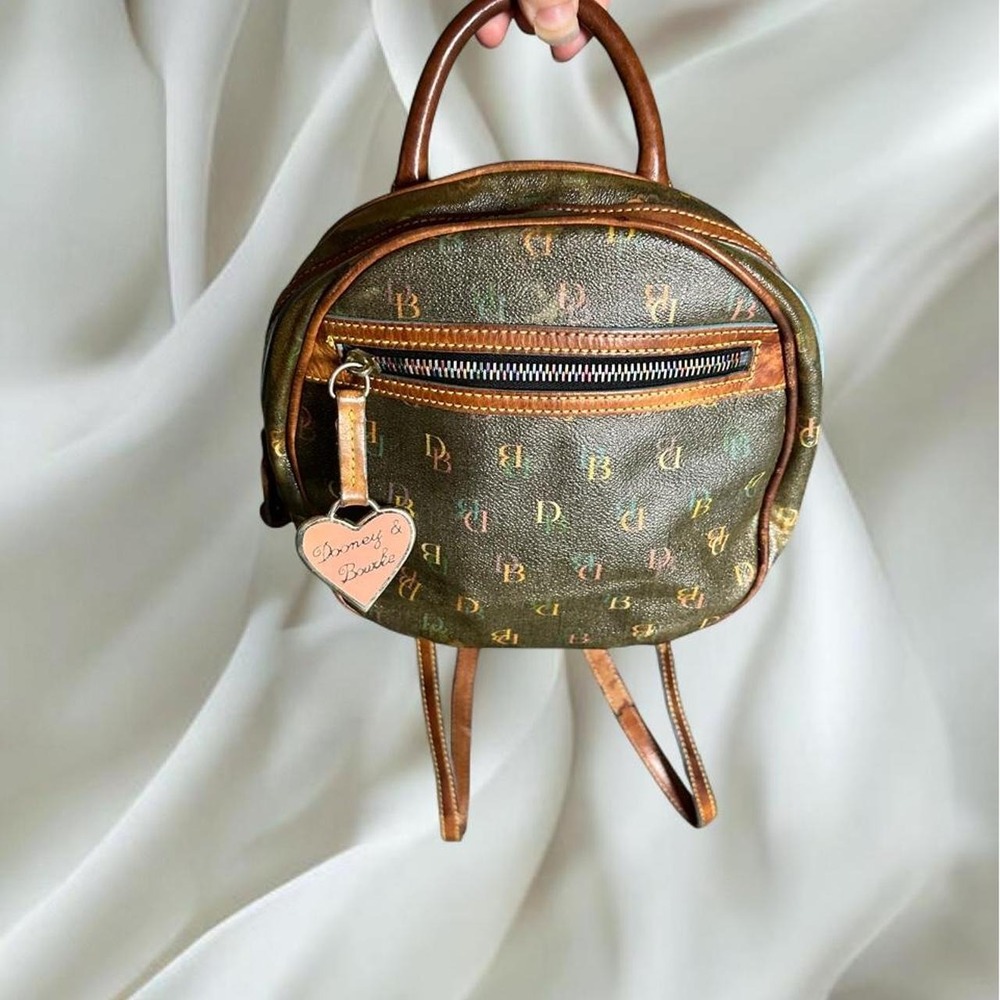 Dooney & Bourke multicolor monogram canvas mini backpack leather trim